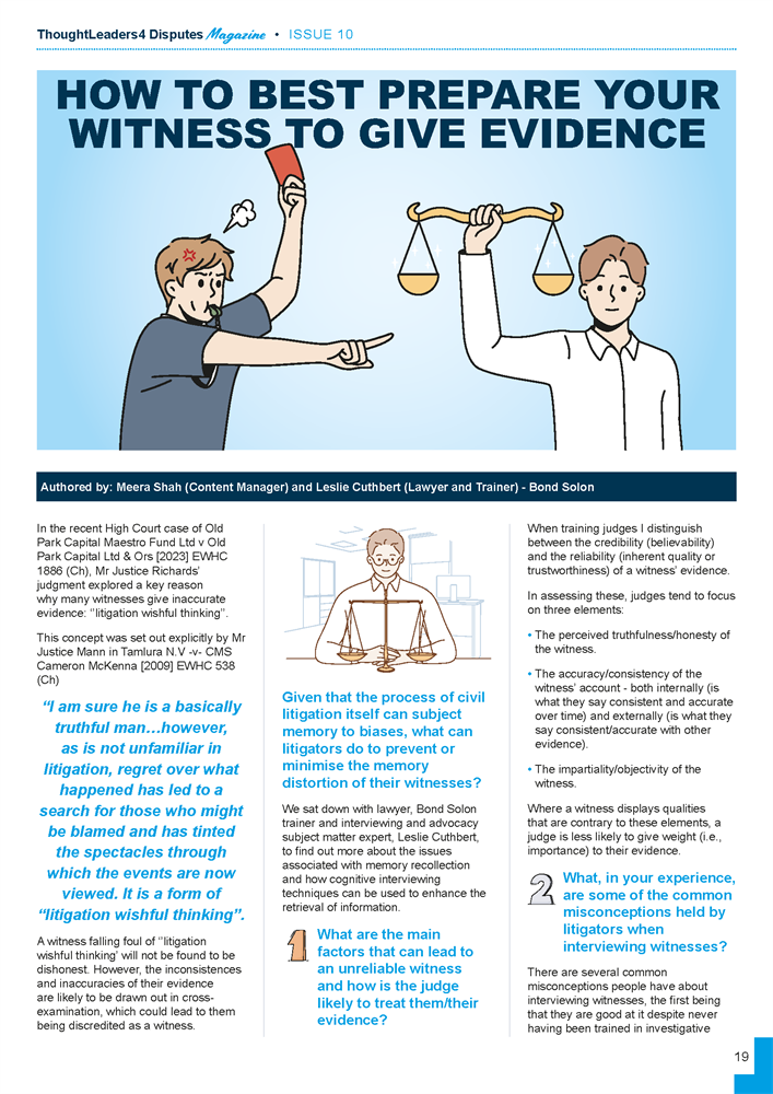 How Best to Prepare Your Witness to Give Evidence (1)